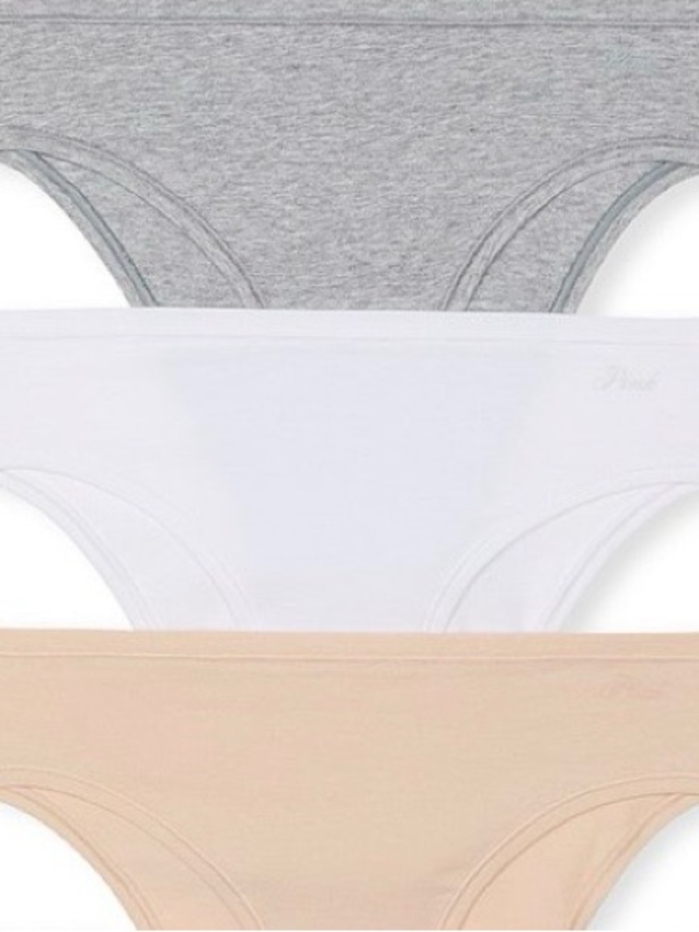 PINK-VICTORIA’S SECRET - 3 Pack Pack Cotton Cheeky Panties - Gray ,White, Beige